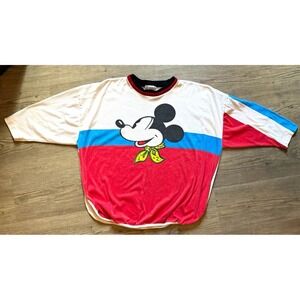 Vintage Disney Mickey Mouse Sunday Comics Shirt USA Color Block Dolman Sleeve L
